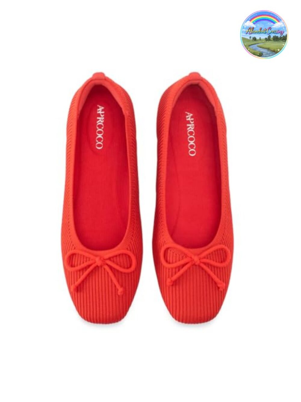 Square Toe Bowknot Ballet Knit Flats Slip On